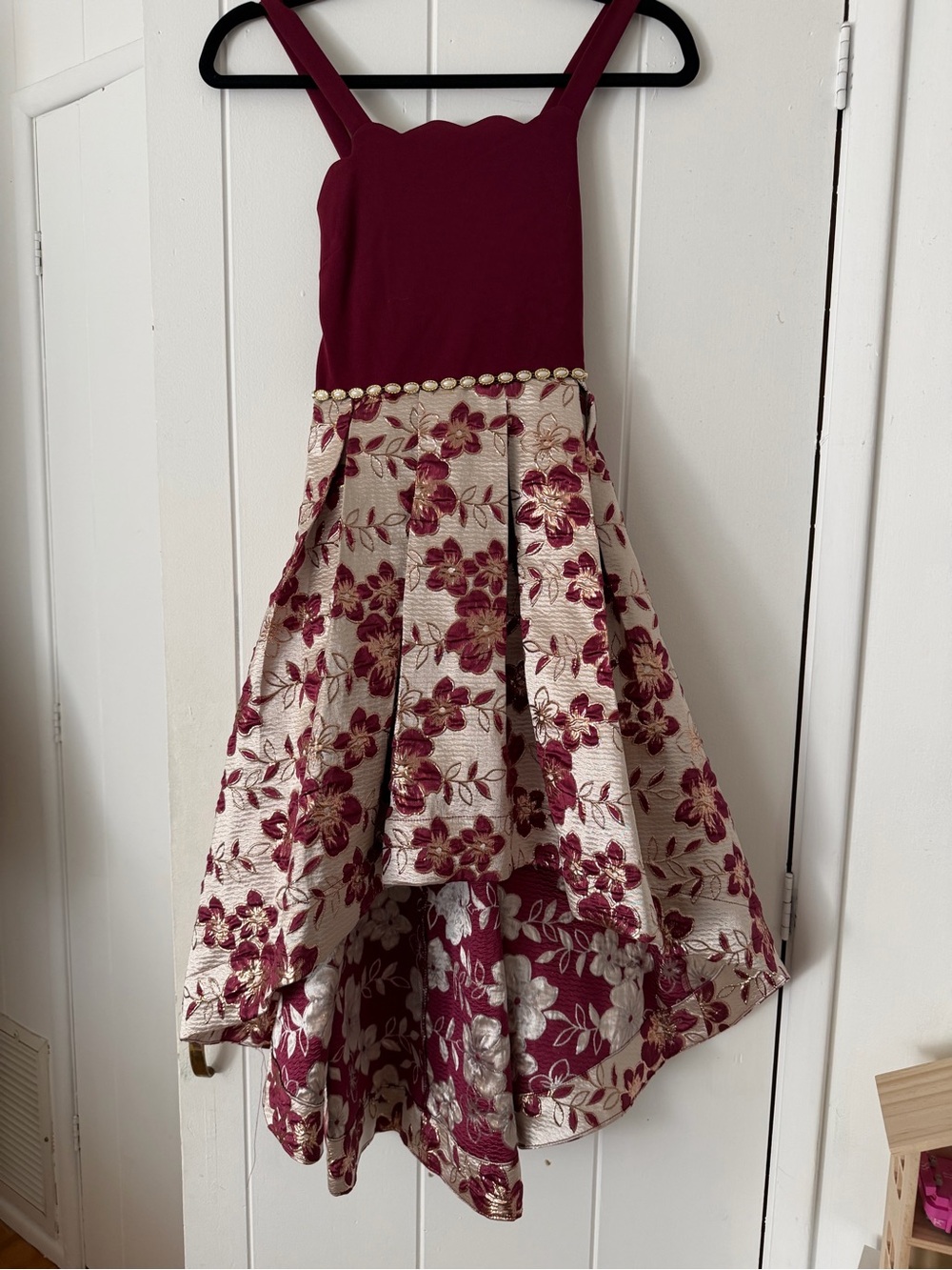 Speechless Girls Burgundy and Cream Floral High-Low Dress